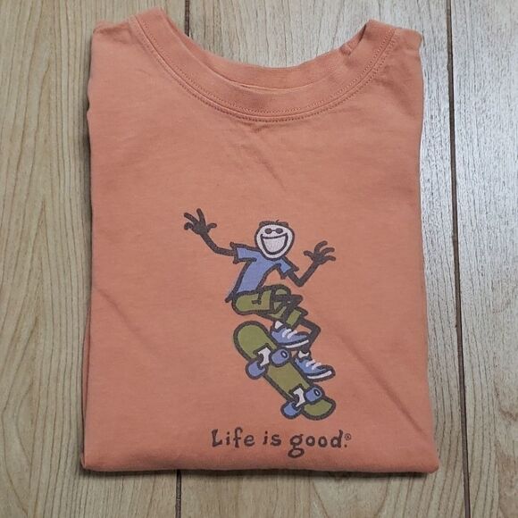 LIFE IS GOOD BOY'S ORANGE SKATEBOARD LONG-SLEEVE T-SHIRT, SIZE LARGE - Picture 7 of 7
